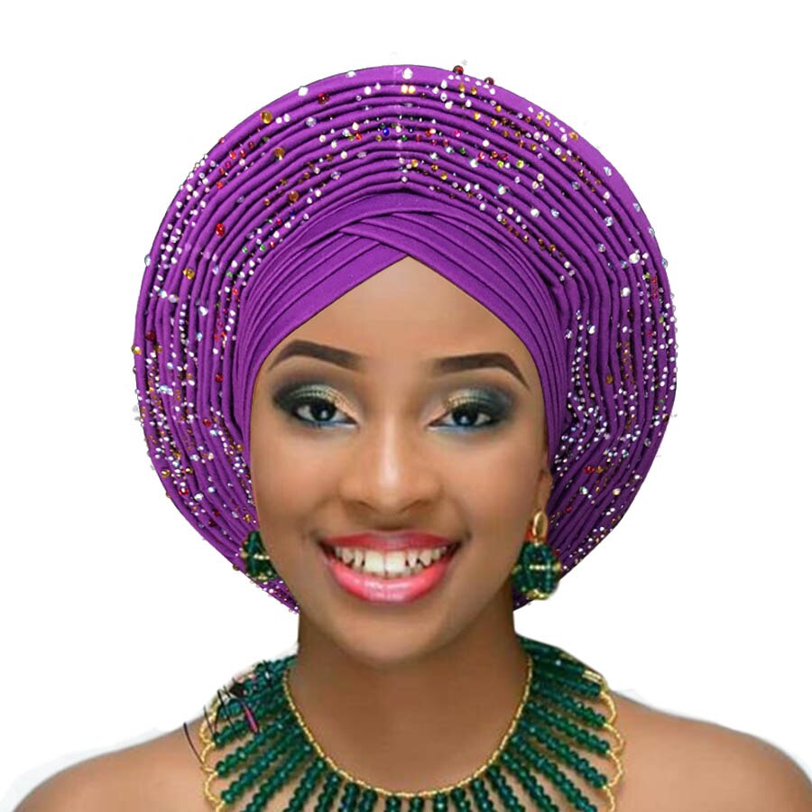 Turbante africano para boda, cinta para la cabeza, turbante africano: purple
