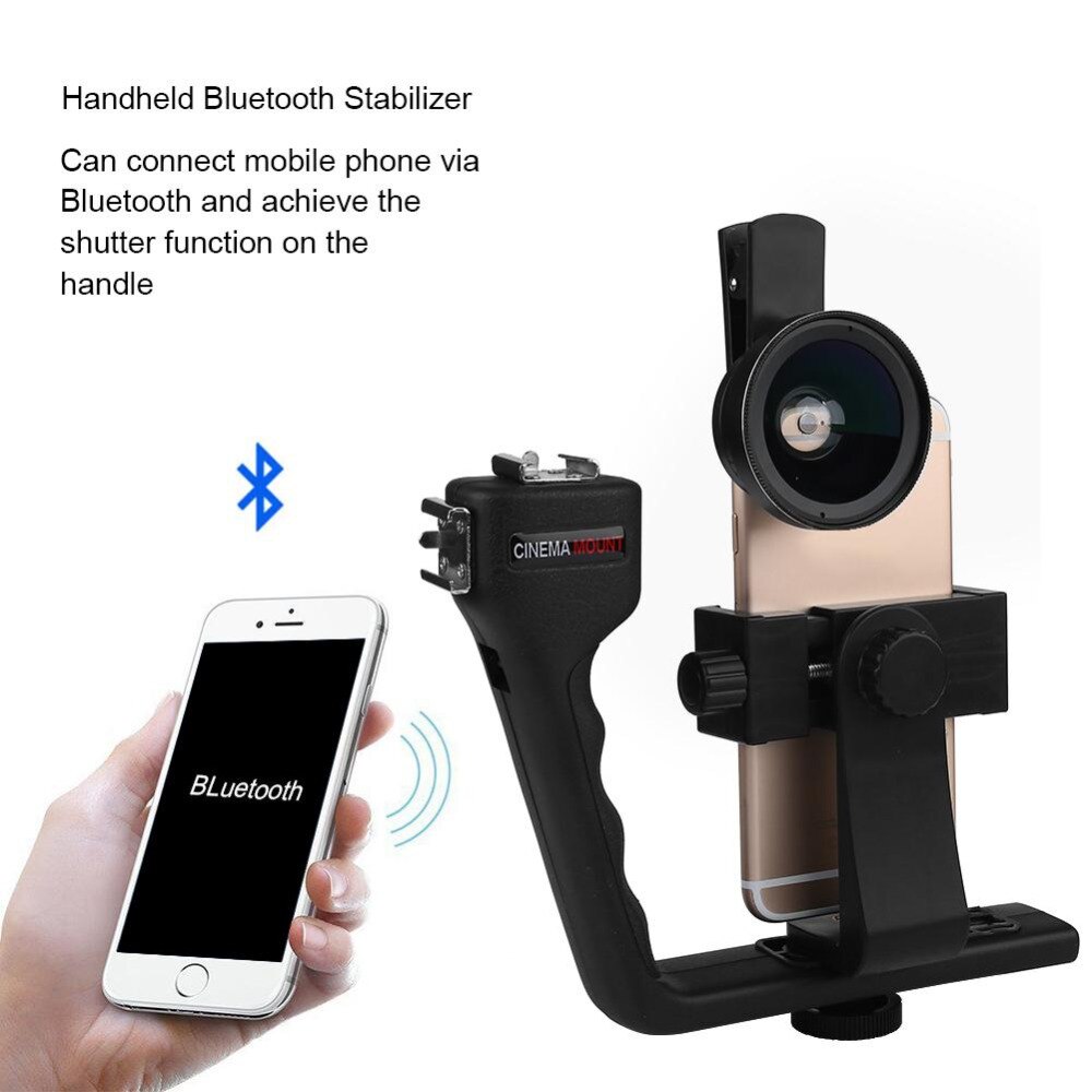 Universel l-formet justerbar håndholdt bluetooth stabilisator rig mount kit holder med objektiv til smartphone kamera estabilizador