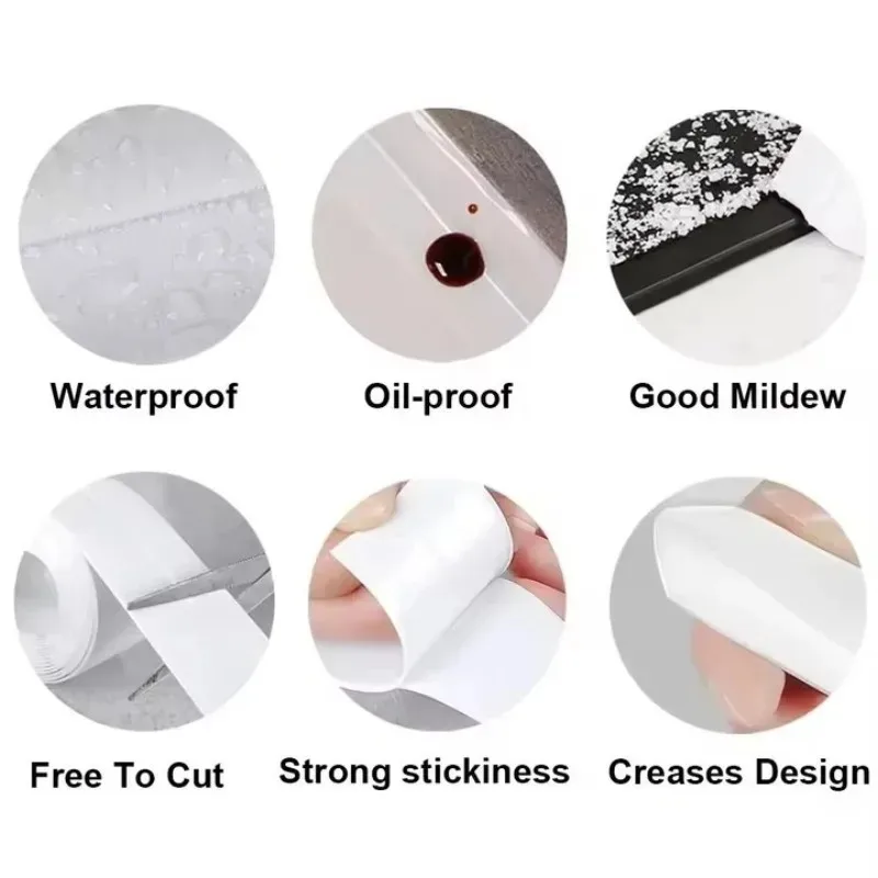 Kitchen Sink, Washing Sink Oil Proof Sticker Bathroom Toilet Sticker Wall Corner Line Sticker Waterproof and Mildew Proof Tape