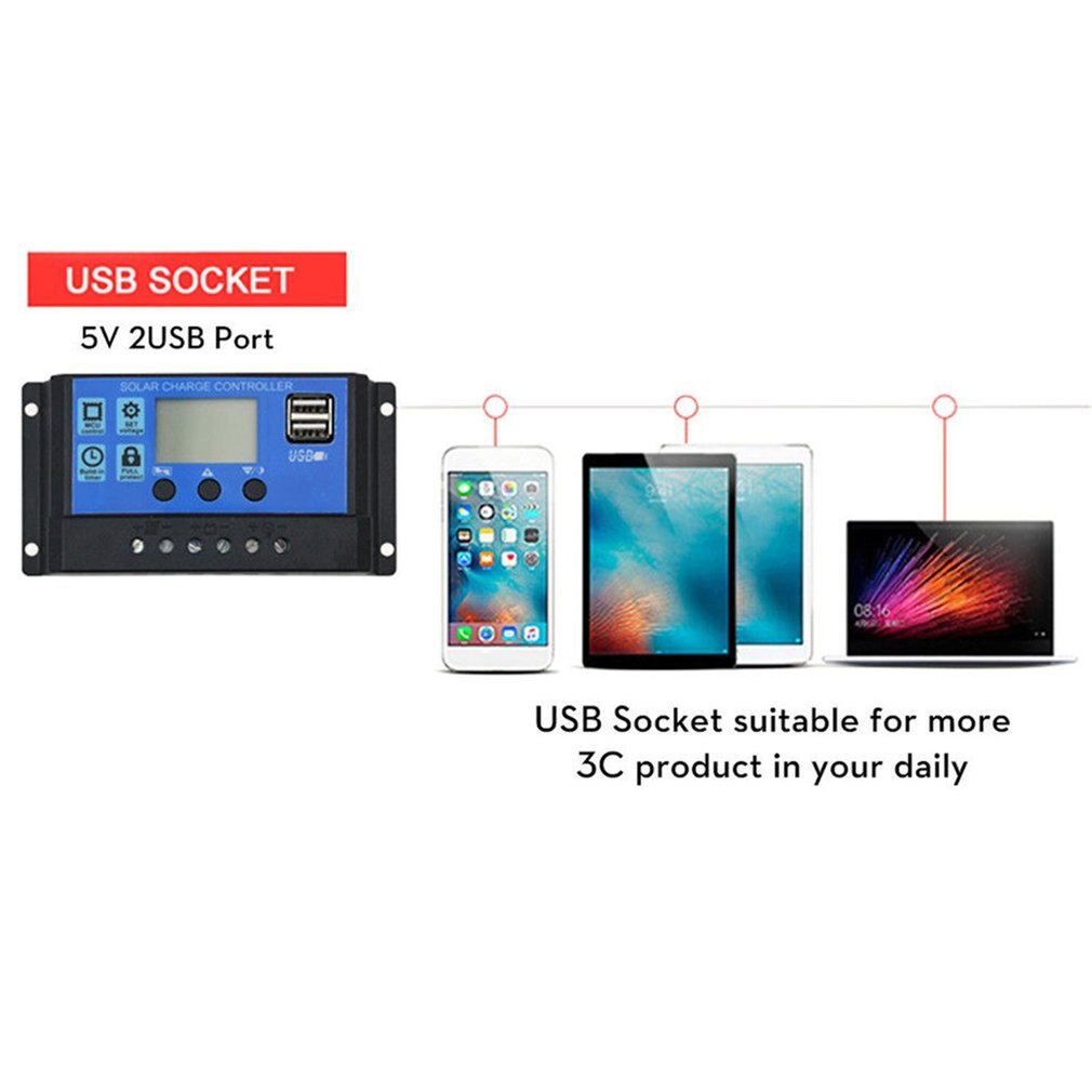 30A Solar- Laderegler HD LCD Anzeige Auto Arbeit Solar- Laderegler Dual USB Auto PWM Ausgang Solarzelle Tafel regler