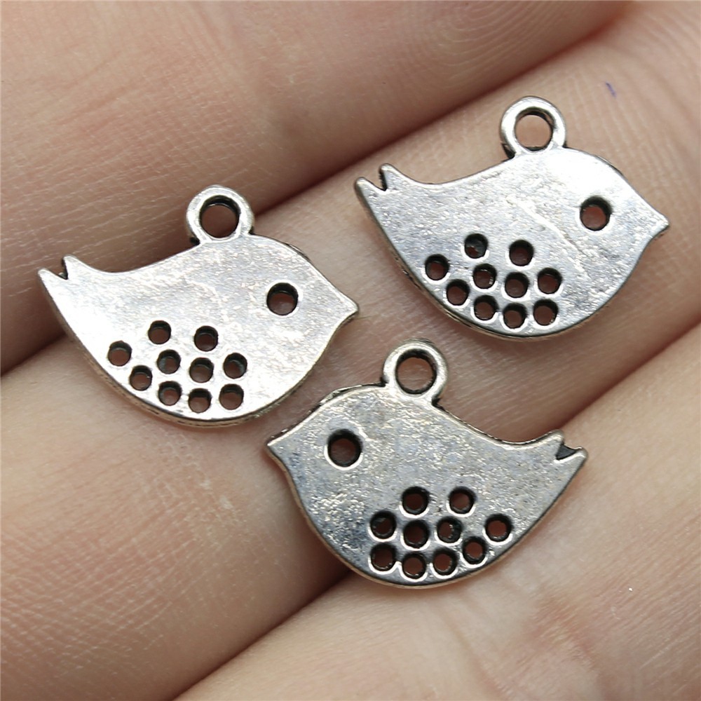20 stücke Reize Vogel Antike Silber Farbe Nette Vogel Reize Schmuck Erkenntnisse DIY Kleine Vogel Reize: B10716-16x13mm