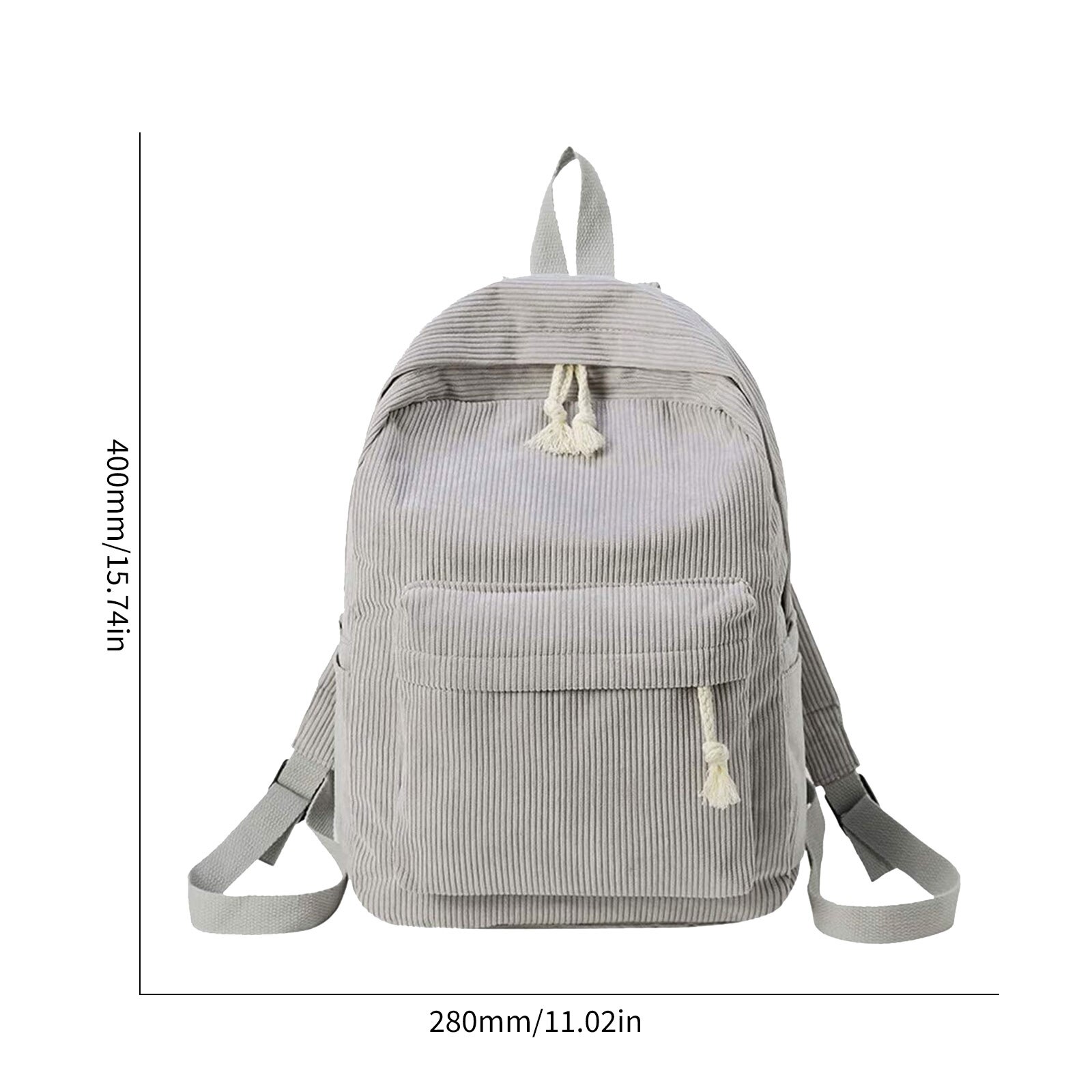 Vrouwen Casual Corduroy Rugzakken Effen Kleur Dagelijkse Leisure Winkelen Reizen Rugzakken Schooltas Voor Casual Dagelijks: GRAY