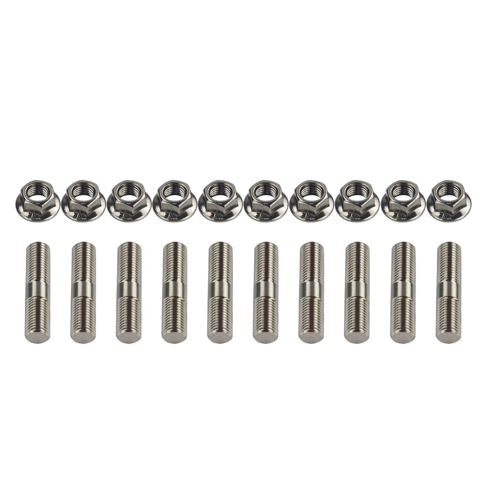 Pqy-10 Pcs 10 Mm Rvs Uitlaat Studs & Gekarteld Noten M10x1.25 Stud Conversie Tall Lug Bouten Schroef adapter Kit
