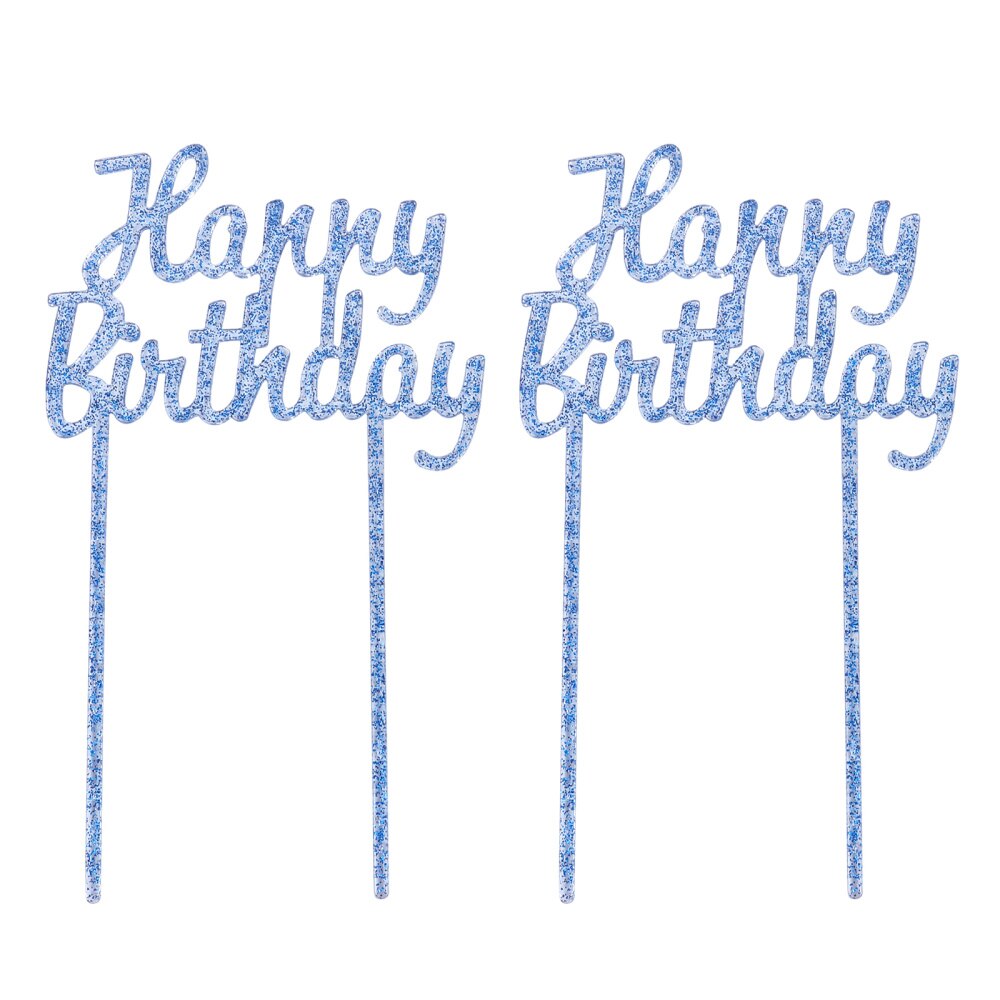 2pcs Acrylic Birthday Cake Topper Cake Decorations: Blue