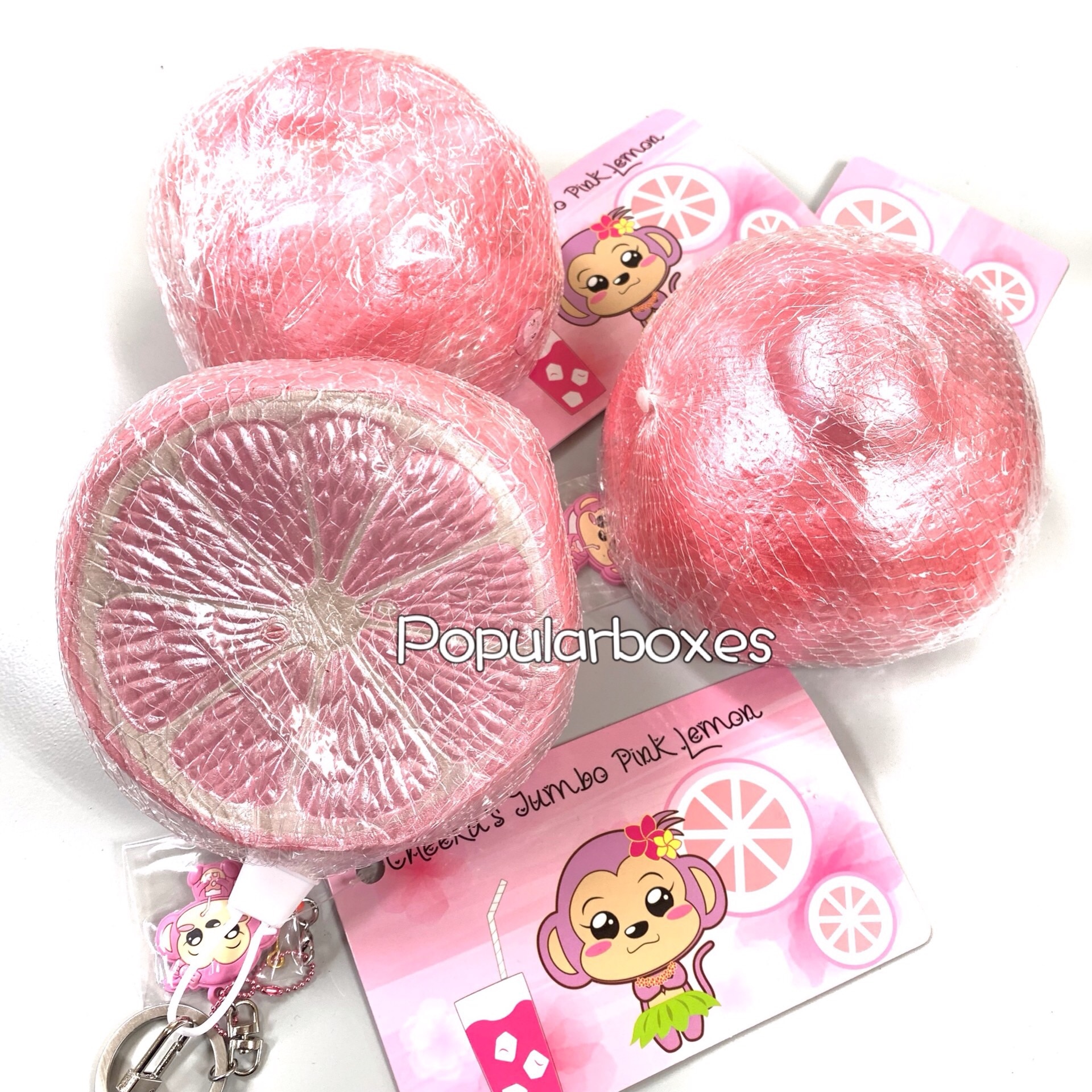 Squishy Punimaru jumbo pink lemon & mini yellow green and orange lemon slow rising toys