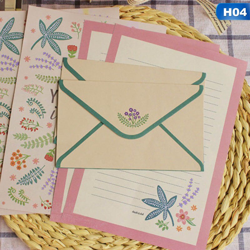 Papeterie coréenne enfants enveloppe finement fleur Animal lettre Pad ensemble papier lettre + enveloppes ensembles papier à écrire