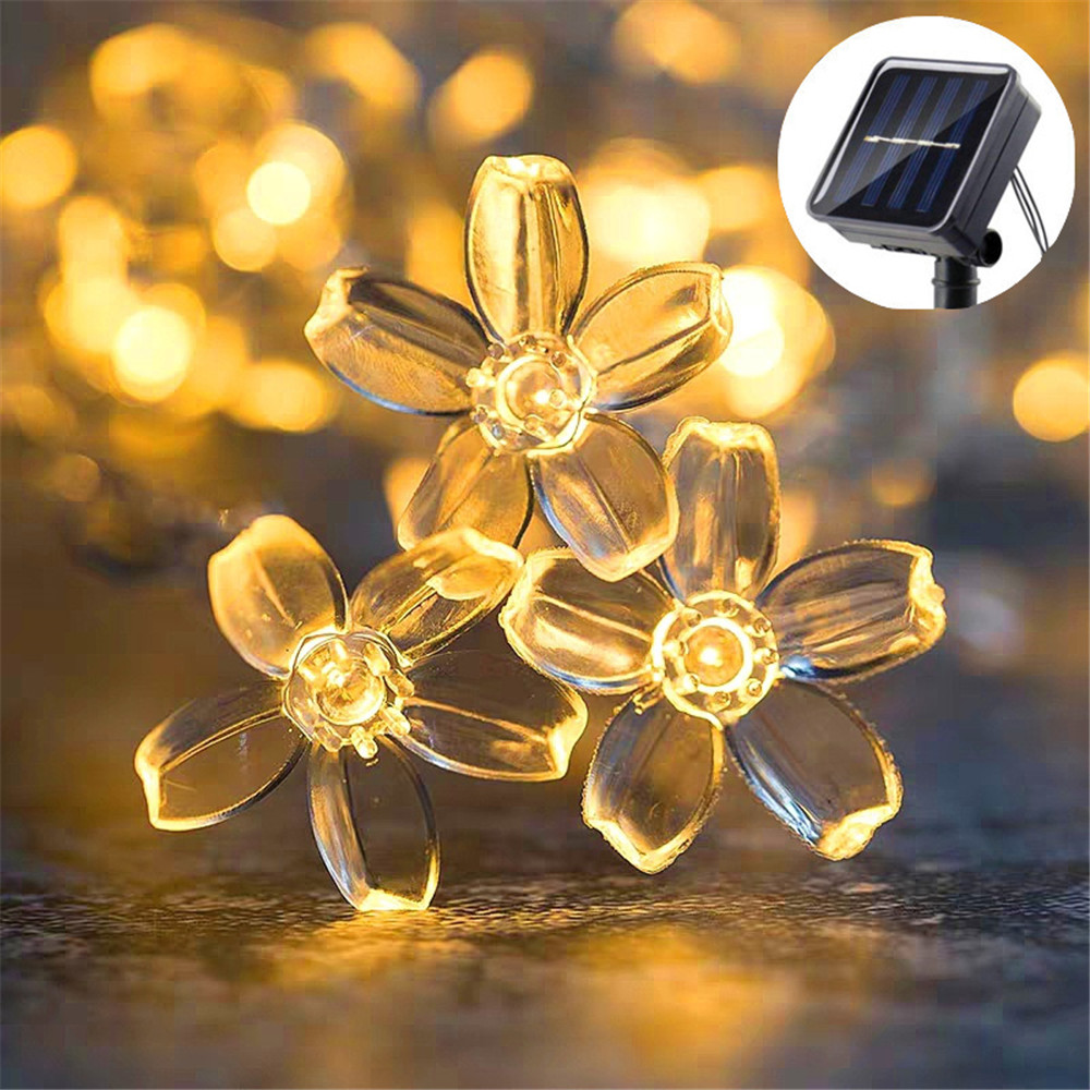 1Pc Solar String Flower Lights Outdoor 20/50/100 Led Fairy Licht Voor Tuin Hek Patio Tuin Kerstboom Decor: Rood / 20W