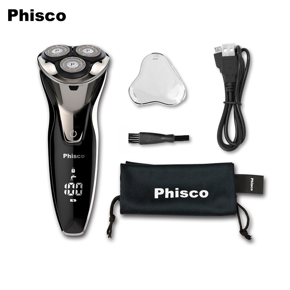 Phisco – rasoir électrique pour hommes, Rechargeable, sec, étanche, USB, rotatif, soins du visage
