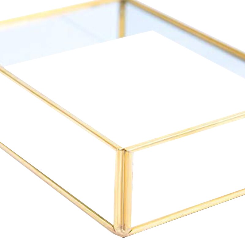 Bandeja dorada de espejo rectangular para Perfume, joyería, cosméticos, maquillaje, revistas y más, bandeja decorativa para Vani