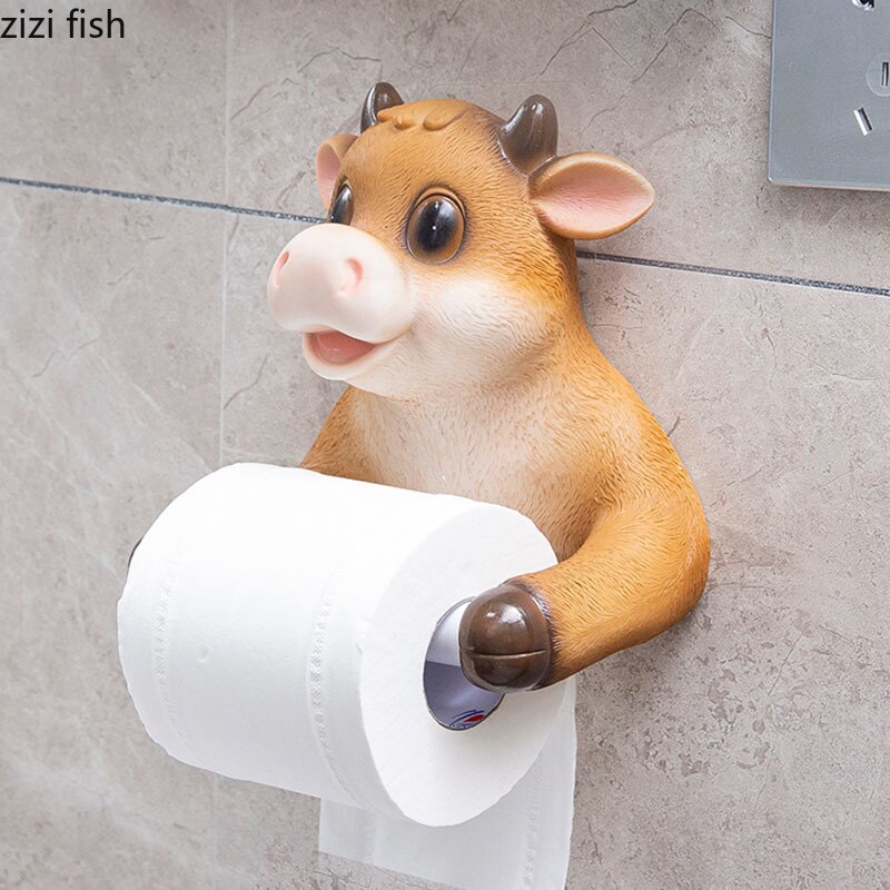 Leuke Vee Tissue Houder Wc Wall-Mounted Papierrolhouder Koeien Decoratieve Papieren Handdoek Houder Punch-Gratis Badkamer accessoire