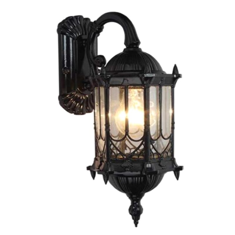 Traditional Classical Upside Down Light European Outdoor Waterproof Wall Lamp Balcony Aisle Patio Lantern: BK