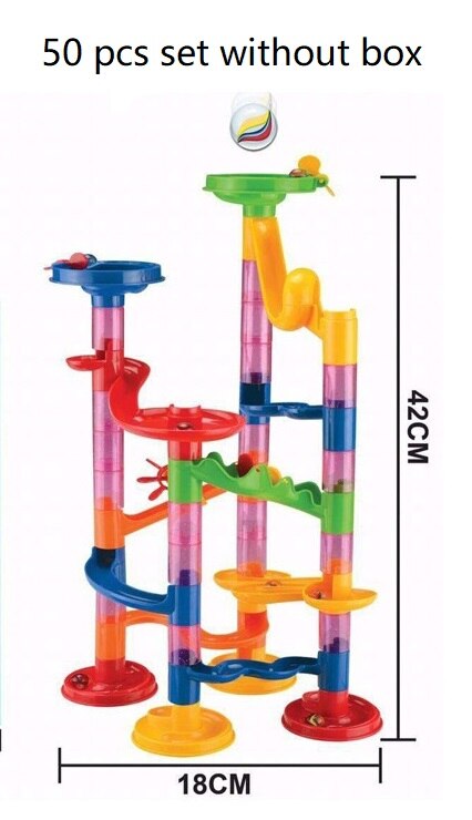 Marble Race Run Maze Balls Track DIY Construction Building Blocks Funnel Slide Big Building Brick: 50pcs without box