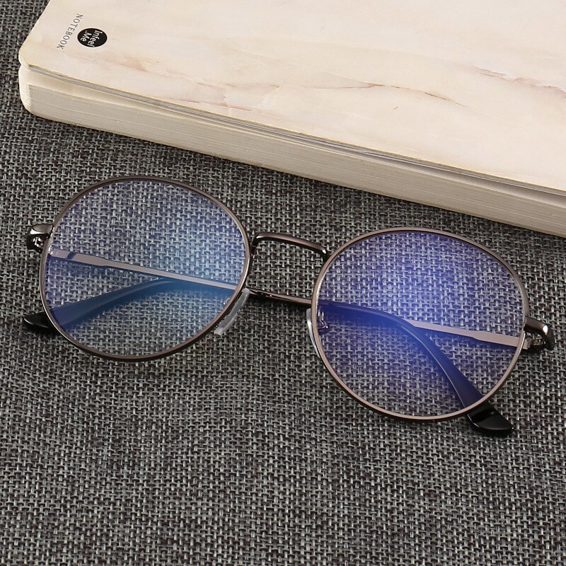 Anti Blue Ray Computer Glasses Men Women Anti Blue Light Eyeglasses Frame Metal Round Glasses Frames Woman Clear Lens