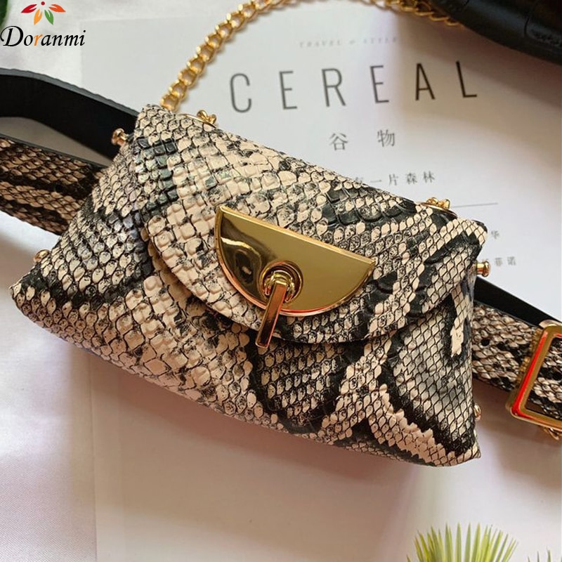 Doranmi Punk Stijl Fanny Pack Vrouwen Taille Zakken Snake Stijl Taille Verpakking Ketting Vrouwelijke Riem Tassen Kleine Borst tas Nerka BG467