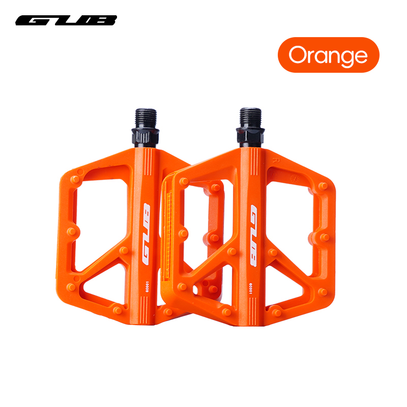 Pedali piatti in nylon migliorati Pedale per bicicletta Dual DU Pedali per bici da MTB Chiodi per piedi antiscivolo leggeri Accessori per biciclette Ciclismo: Arancia