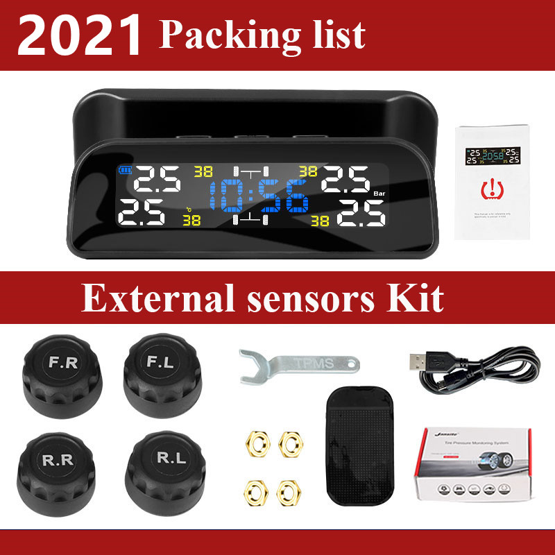 Auto Tpms Met Klok Tool Intelligent Solar Tpms Auto Bandenspanning 4 Sensoren Binnen Of Externe Sensor Temperatuur alert: External sensors