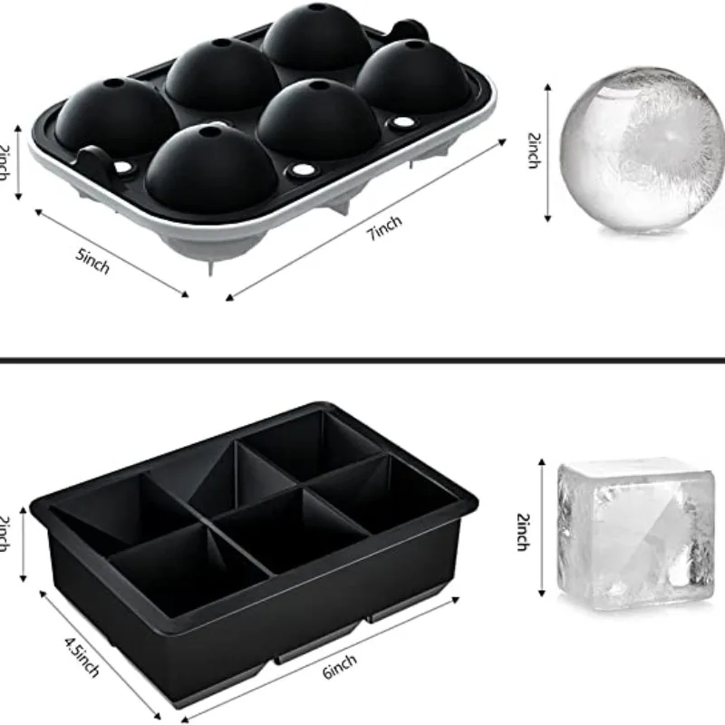 Moldes para cubitos de hielo de silicona, moldes esféricos para cubitos de hielo, máquina para hacer cubitos de helado, moldes reutilizables para cubitos de hielo y whisky, 4/6/8/15 rejillas