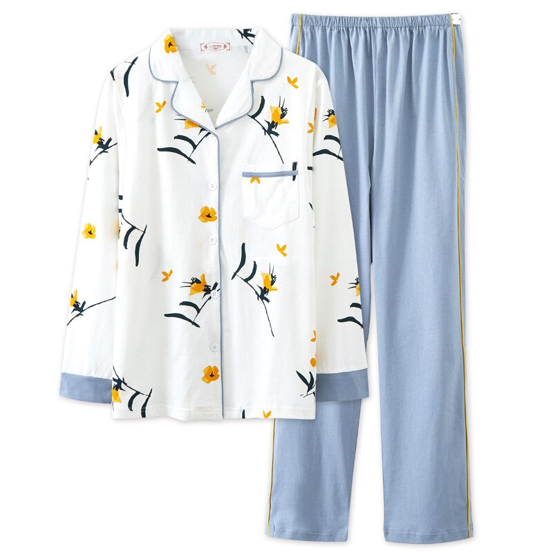 Pijama de algodón de manga larga para lactancia para mujer, conjunto de ropa de maternidad para mujer, ropa de cama blanca para hospital, conjunto de ropa para embarazadas