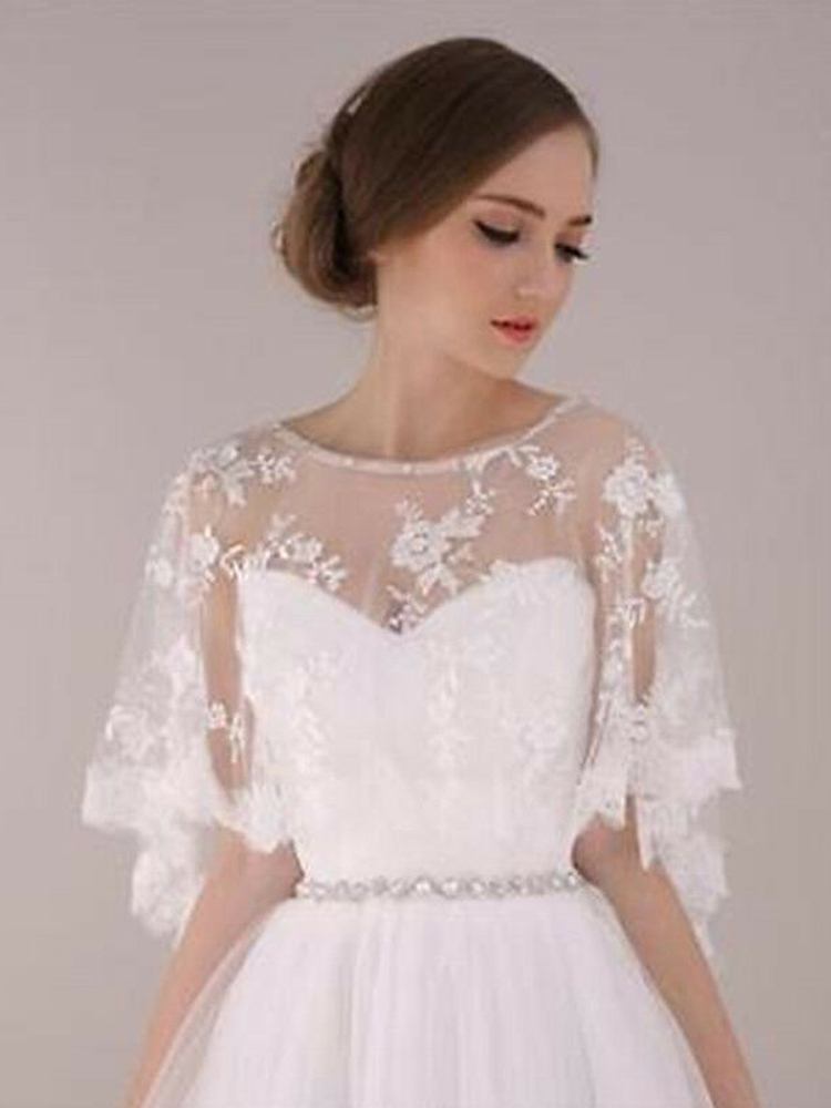 Dentelle mariée boléro veste pour mariage Bridemaids robes soirée manteau court enveloppe