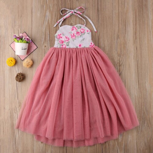 Bloem Baby Kids Meisjes Lace Princess Party Jurk Halter Maxi Lange Jurk Bruiloft Bruidsmeisje Formele Jurken