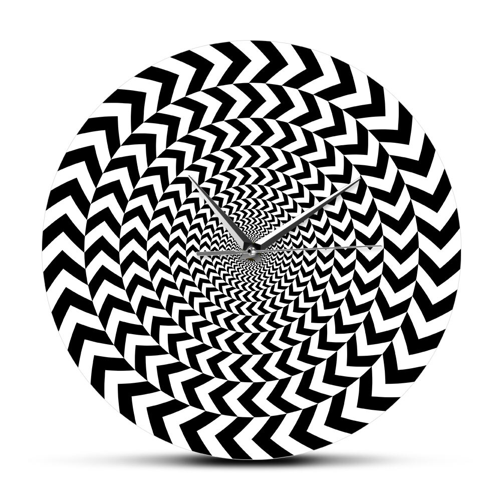 Spiral Geometric Optical illusion Modern Wall Clock Hypnotic Black And White 3D Vision Wall Clock Silent Sweep Abstract Wall Art