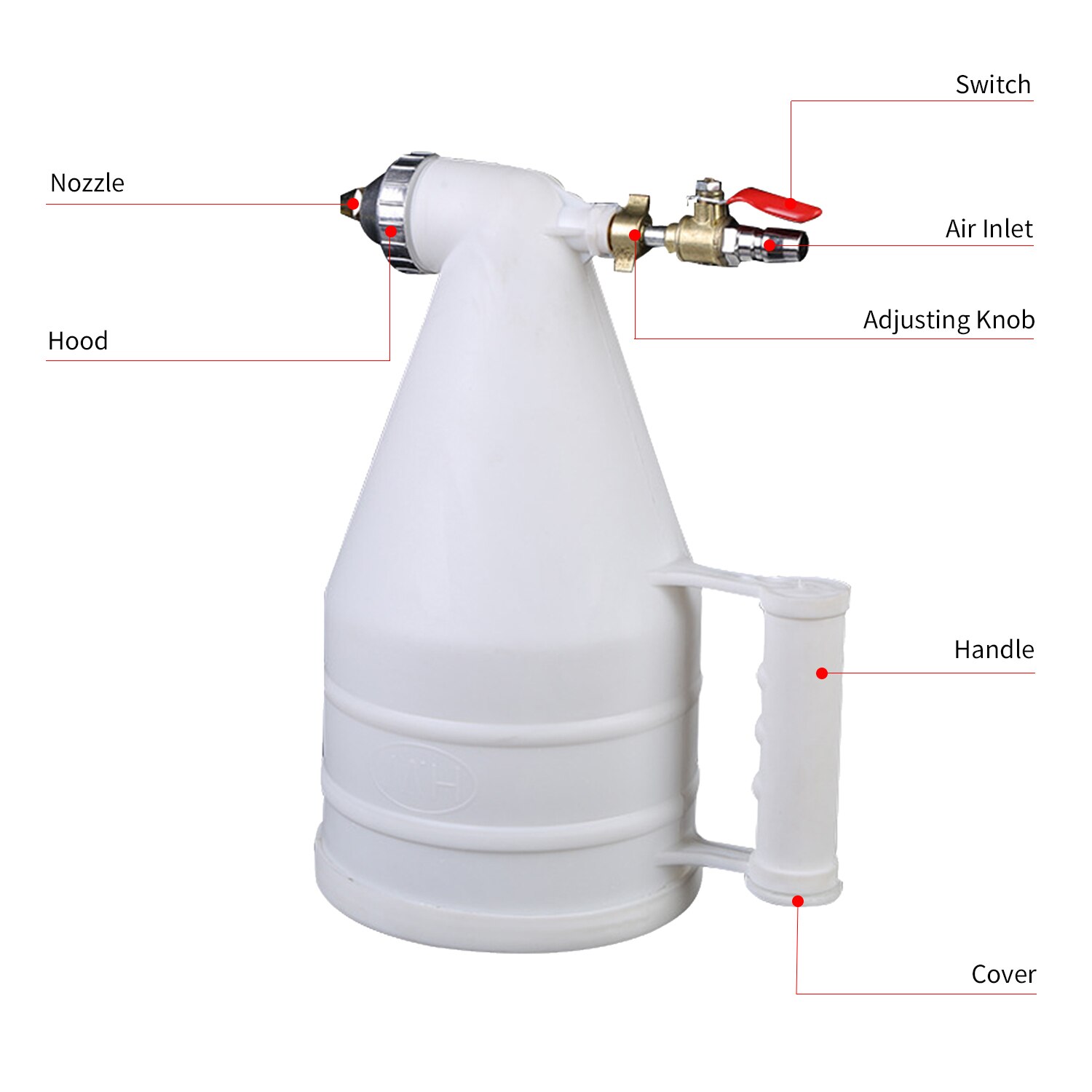 3000ml- trechter spuitpistool verftextuurgereedschap gipsplaat muurverfspuit met 6mm spuitmonden wit