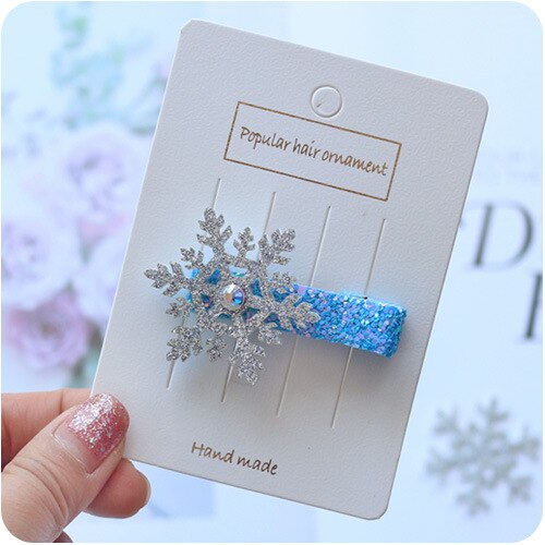 1pc blå glitter rhinestone snøfnugg hårspenner herlige barn alligator klips enkle hårnål skole hårspenner: 1