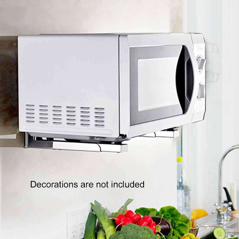 Rack Frame Microwave Oven Bracket Kitchen Adjustable Wall Mount Telescopic Foldable Shelf Support Easy Install Universal