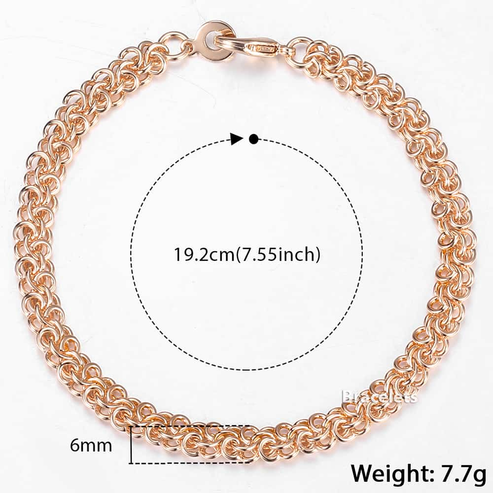 Bracelets For Women Men 585 Rose Gold Swirl Link Chain Bracelet Mens Woman Jewelry 6mm KCB09