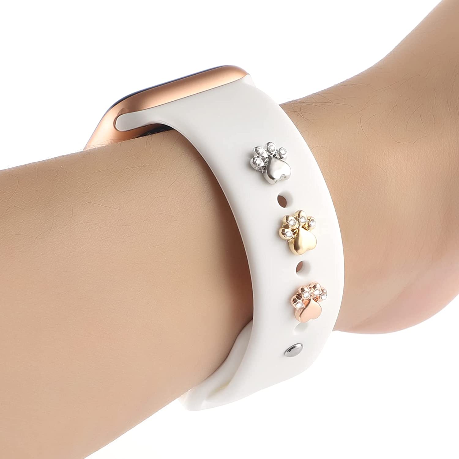 Siliconen band sieraden bedels voor Apple horlogeband/Galaxy horloge 4/klassieke armband metalen decoratie voor iWatch serie 7 6 5 3 se