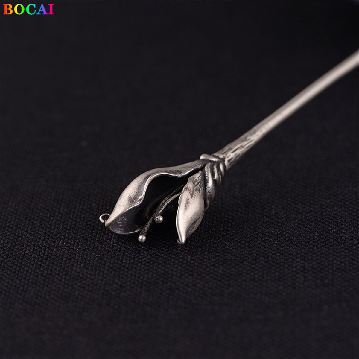 BOCAI-accesorios para el cabello de plata de ley para mujer, tocado mate de lirio, horquilla de espiga pura, joyería