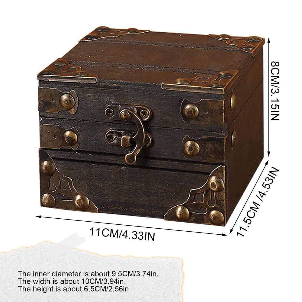 1Stck Mini Holz Lagerung Kasten fallen Schmuck Manschettenknöpfe Brust Kleines Jahrgang Schatz sperren-Kasten Schreibtisch-Organizer Für Heimat freundlicher: verrotten