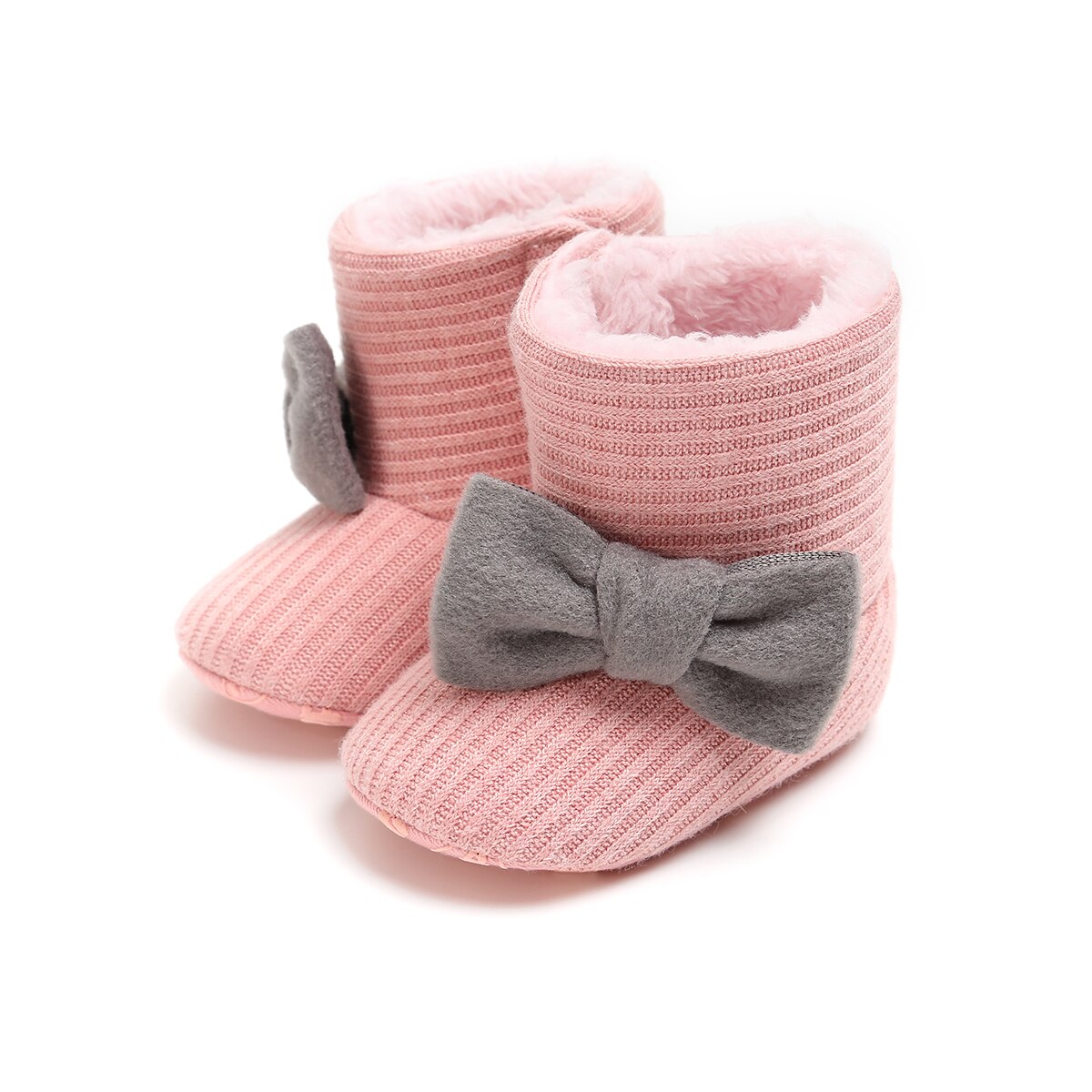 Enfants hiver Adorable botte de neige doux bébé noeud papillon bottes d'hiver chaussures enfant en bas âge coton chaussures chaudes coton chaussons en peluche: Rose / 13