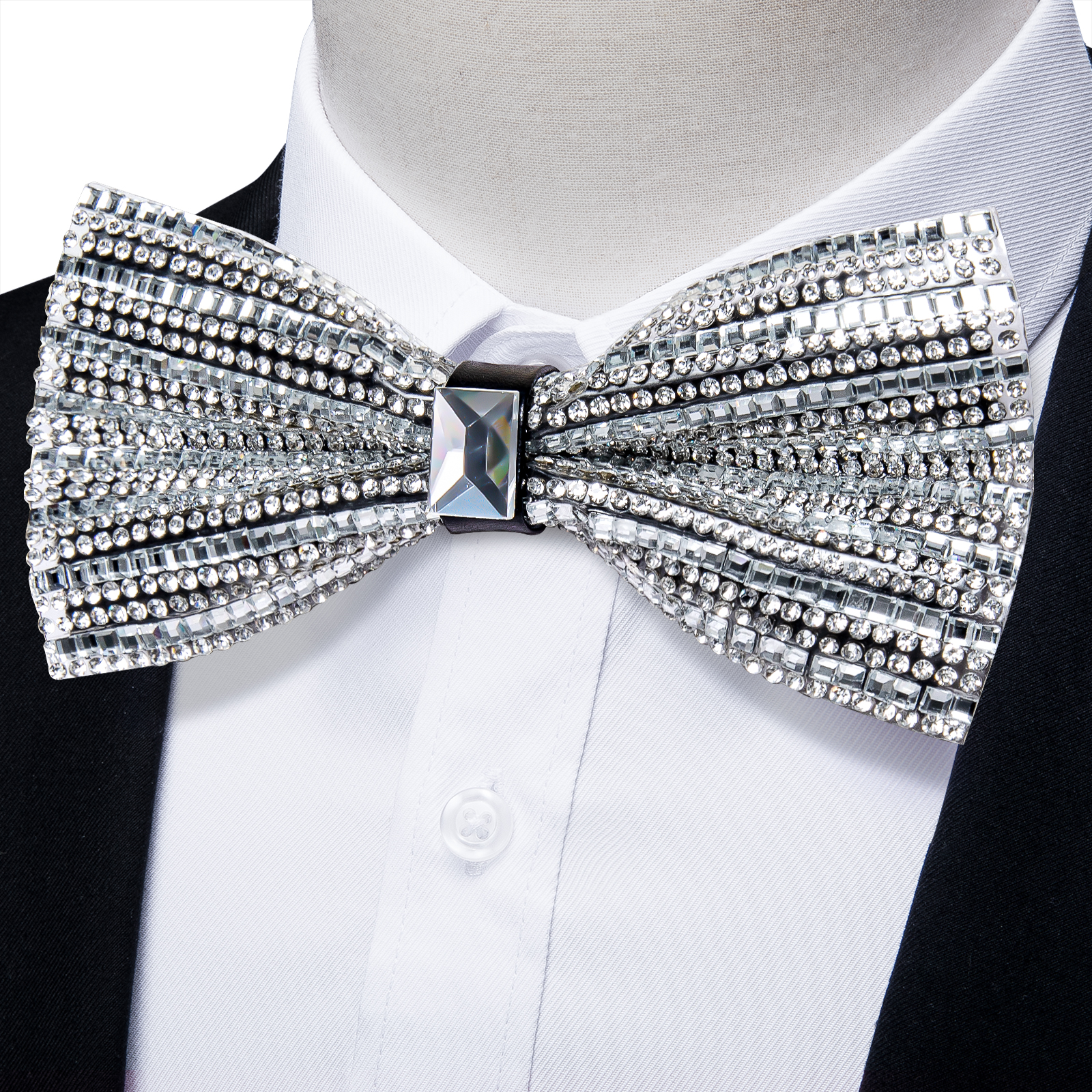 Rhinestone Bow Ties for Men Pre-tied Sequin Bowties Men with Adjustable Length, Jewel Bowknot Wedding Prom Tuxedo Accessories: army green