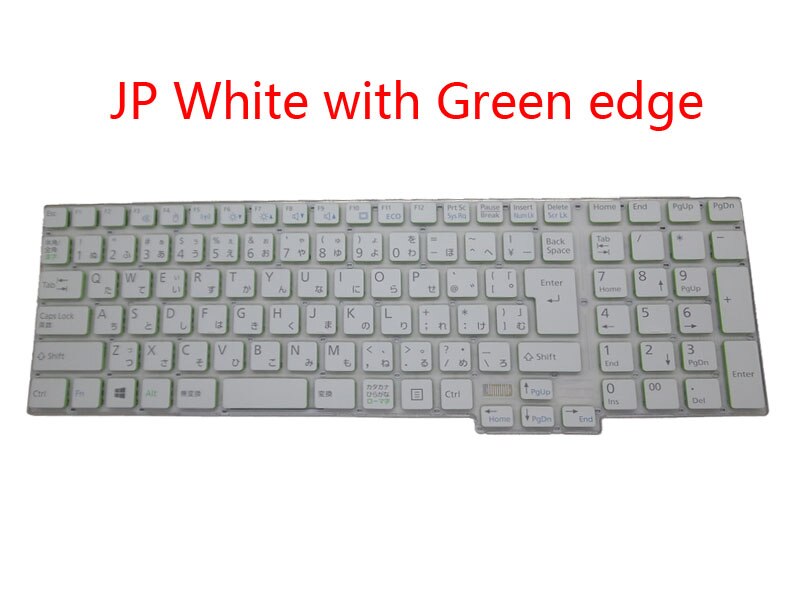 Laptop Toetsenbord Voor Fujitsu Voor Lifebook AH53/X Japanse Jp Ja Wit Met Groene Rand Zonder Frame