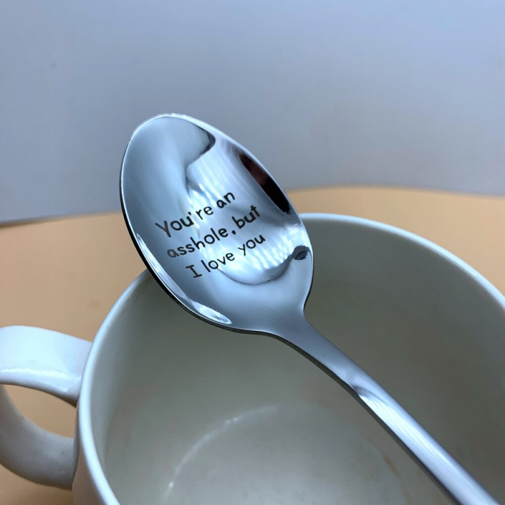 Schriftzug Gravur Kaffee Löffel Langen Griff Kaffee Eis Geschirr Valentinstag Nachtisch Löffel Neue Jahr Haushalt Teelöffel