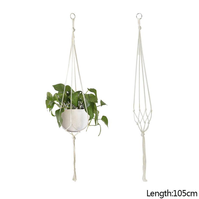 Panier suspendu en corde de coton et de chanvre pour plantes, Pot de fleur en macramé fait à la main, cintre pour plantes, fournitures de décoration intérieure et extérieure pour jardin de maison: vert clair