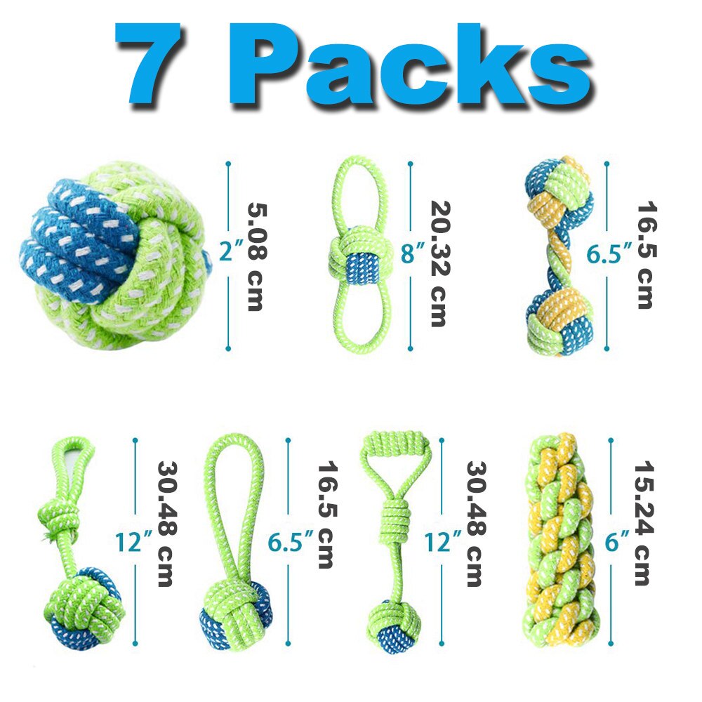 6 paquetes de cuerda de algodón perro de juguete del animal doméstico juguete de perro pequeño limpios los dientes de perro pelota para masticar juguete para perros pequeños perros cachorro interactivo Durable: Green Dog Chew Toy
