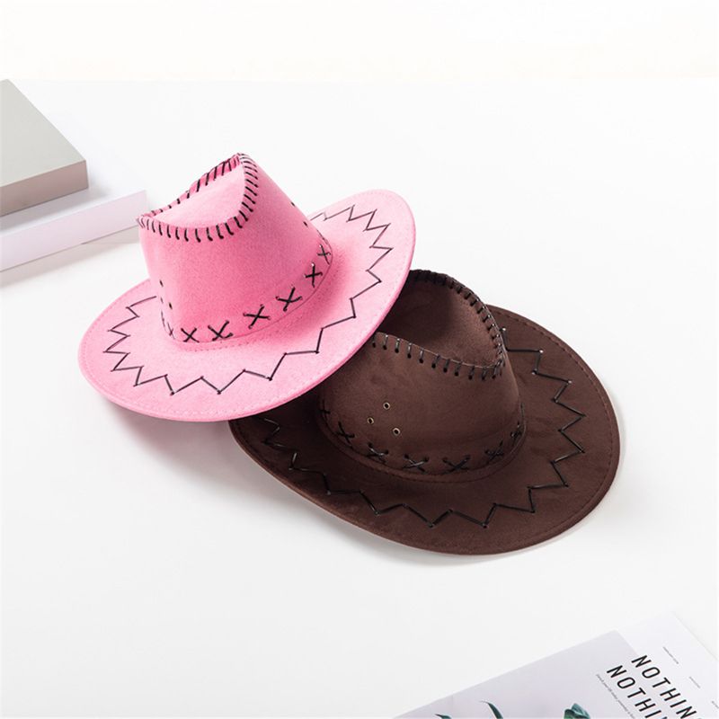 Children's Red Felt Cowboy Hat Adult Cosplay Outdoors Sun Hat