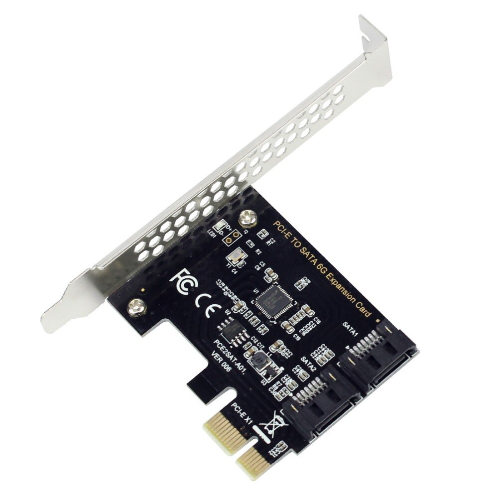 PCI-E Adapter Card PCI Express X16 to SATA3.0 7Pin 2 Ports SATA III 6G Expansion Controller Adapter Card for PC Desktop WIN7/8