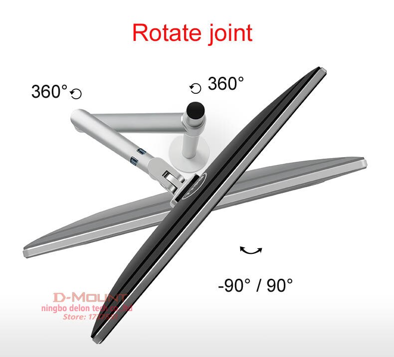 OL-1 10-32" aluminum dual arm lcd tv table mount tilt 360 rotate monitor desk stand vesa 75 100 rotatable bracket computer stand