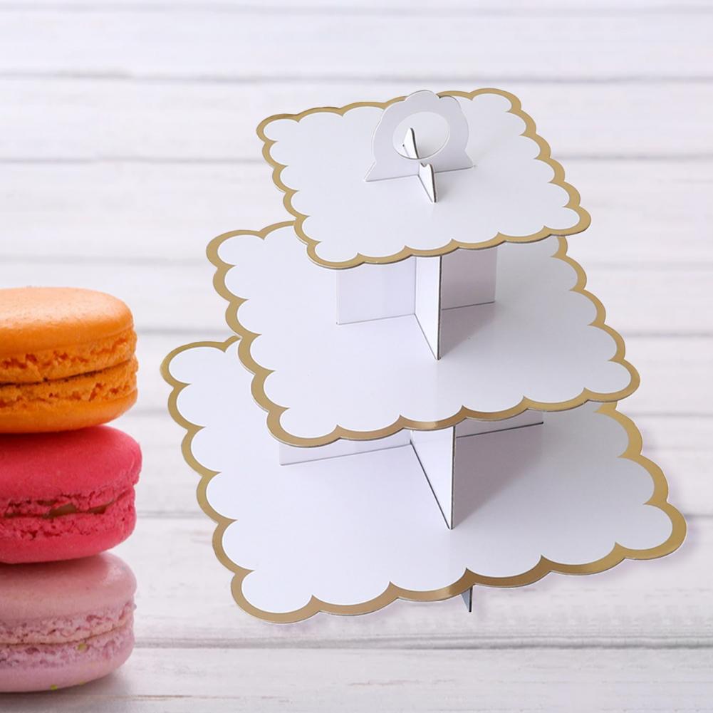 50% ! Cake Stand Prachtige Drie-Layer Papier Milieuvriendelijke Wegwerp Dessert Stand Voor Bruiloft