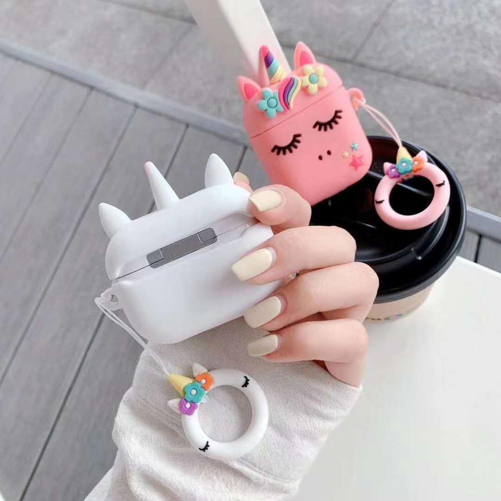 För airpods pro 2 1 fodral 3d tecknat enhörningsfodral skal för airpods pro skyddande hörlurar laddningsbox skal för airpods 2