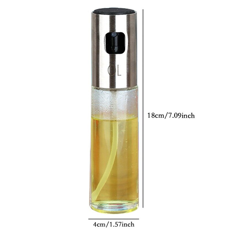 2PCS/Set Glass Oil Spray Bottle Pump Kitchen Olive Oil Sprayer Stainless Steel Oil Pot Bottle Oil Dispenser Gadget Cooking Too