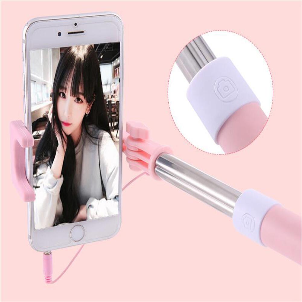 HobbyLane Wired Selfie Stick Met Spiegel voor iPhone 6 6S 5 5s Samsung Android Monopod Pau de Selfie Front /Back Camera Palo d15