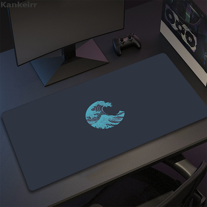 Podkładka pod mysz dla graczy czarno-biała podkładka pod mysz Great Wave XXL mechaniczna podkładka pod klawiaturę antypoślizgowy dywan podkładki pod mysz z naturalnej gumy 90x40: XXL / ocean blue