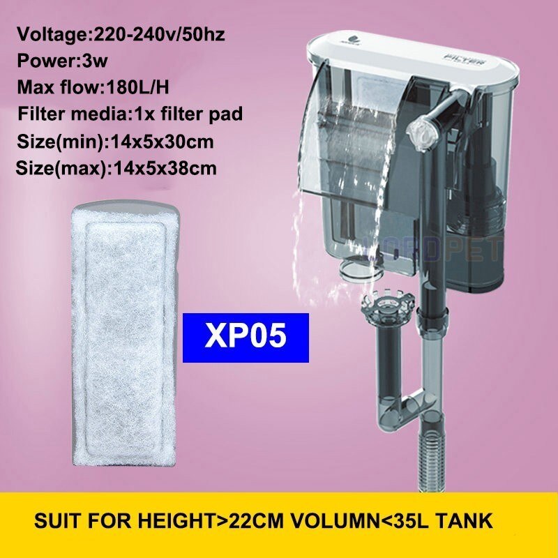 Aquarium Waterfall Filter Hang On Adjustable Water Flow Filter Spong Pad Multifunction Optional Uvc Lamp Skimmer Fish Tank 220v: xp05