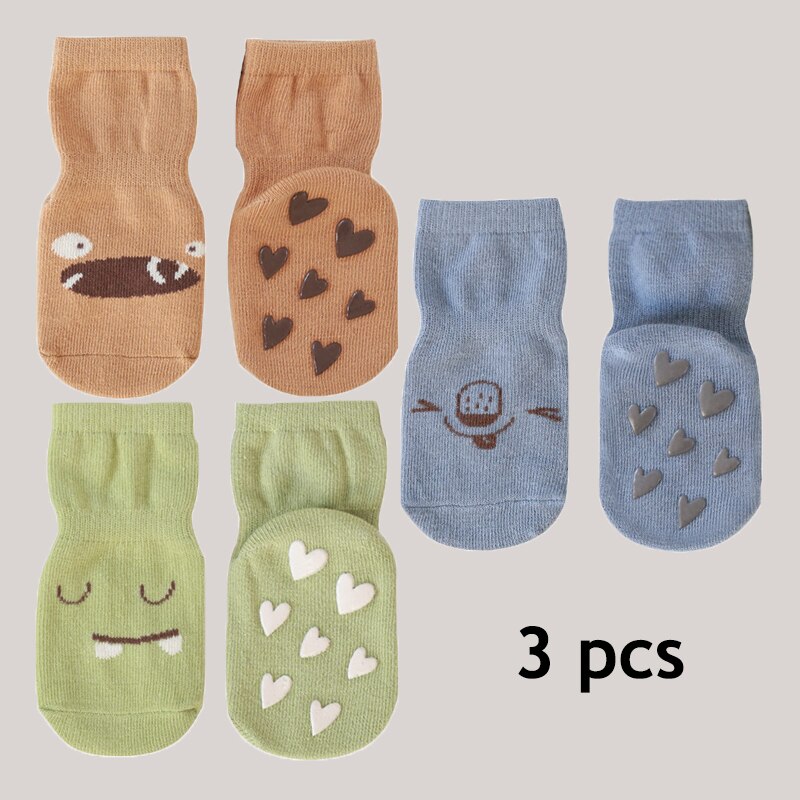3 szt. Wiosenne skarpety dziecięce dla dziewczynki chłopiec kreskówka zwierzęta drukuj skarpetki dziecięce akcesoria dla dzieci bawełniane rzeczy o wysokiej elastyczności antypoślizgowe: 3 szt 7 / 24 m