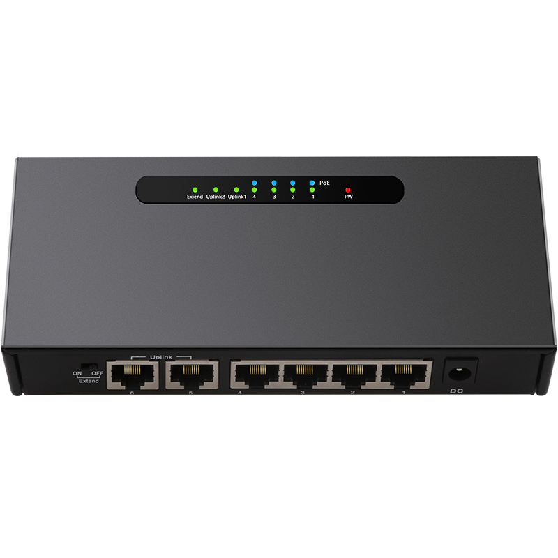 Commutateur Ethernet à commutateur POE 6 ports avec adaptateur secteur 48 V pour caméras IP réseau ou séparateur sans fil AP/4 PoE adapté à la vidéosurveillance