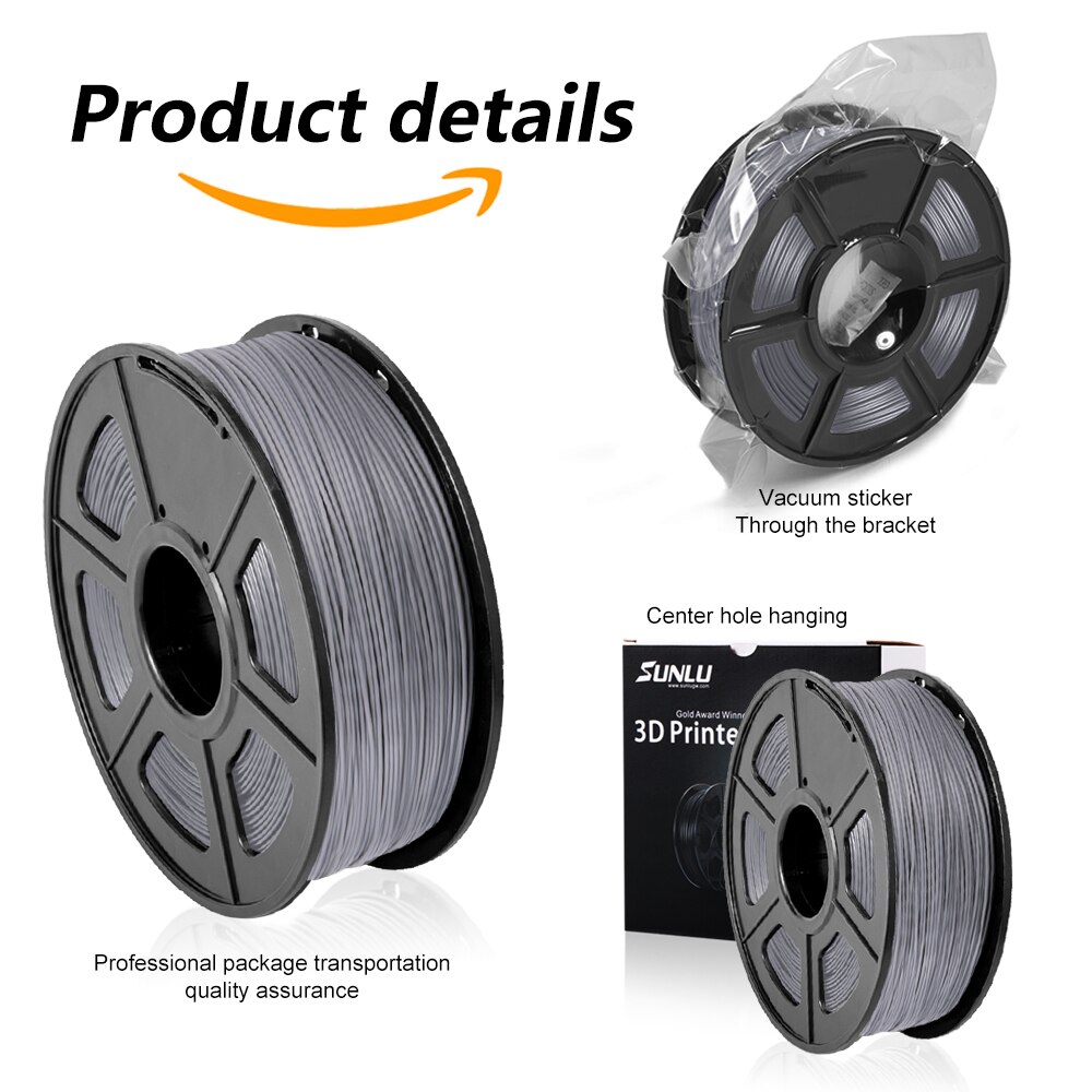 PLA Plus 3D Printer Filament 1kg 1.75mm Good Toughness PLA+/PLA Accuracy Dimension +/-0.02 Grey Color FDM 3D Printing Material